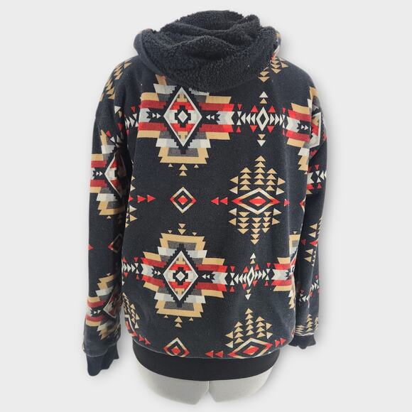 Canyon Creek Jacket Women's M Aztec Southwestern Sherpa Lined Hooded Full zip - Picture 3 of 5